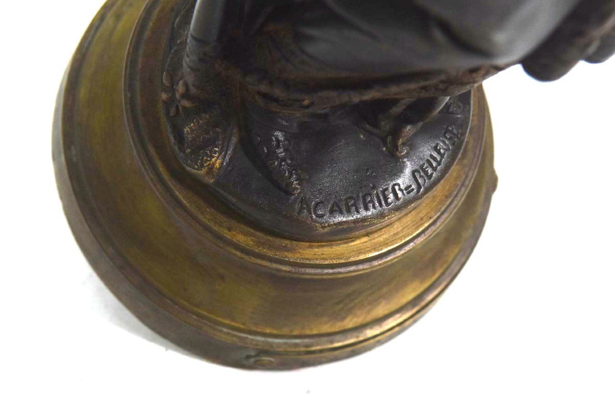 "'the Reading Light" By Carrier Belleuse Gilt Patinated Bronze Late Nineteenth Time-photo-4