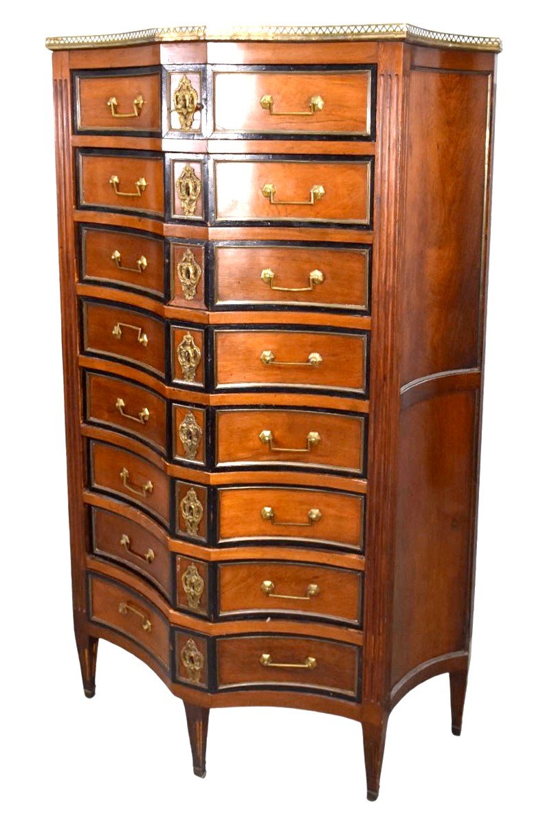 Louis XVI Weekly Planner With 8 Mahogany Drawers