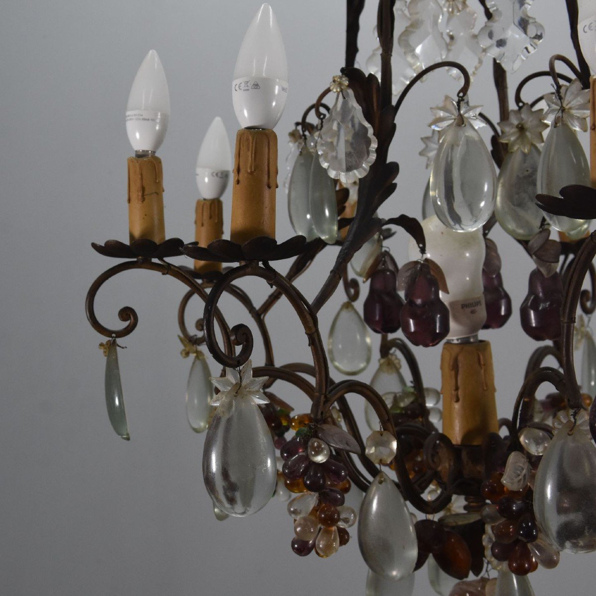 Chandelier Pampilles Early Twentieth Time 7 Lights-photo-3