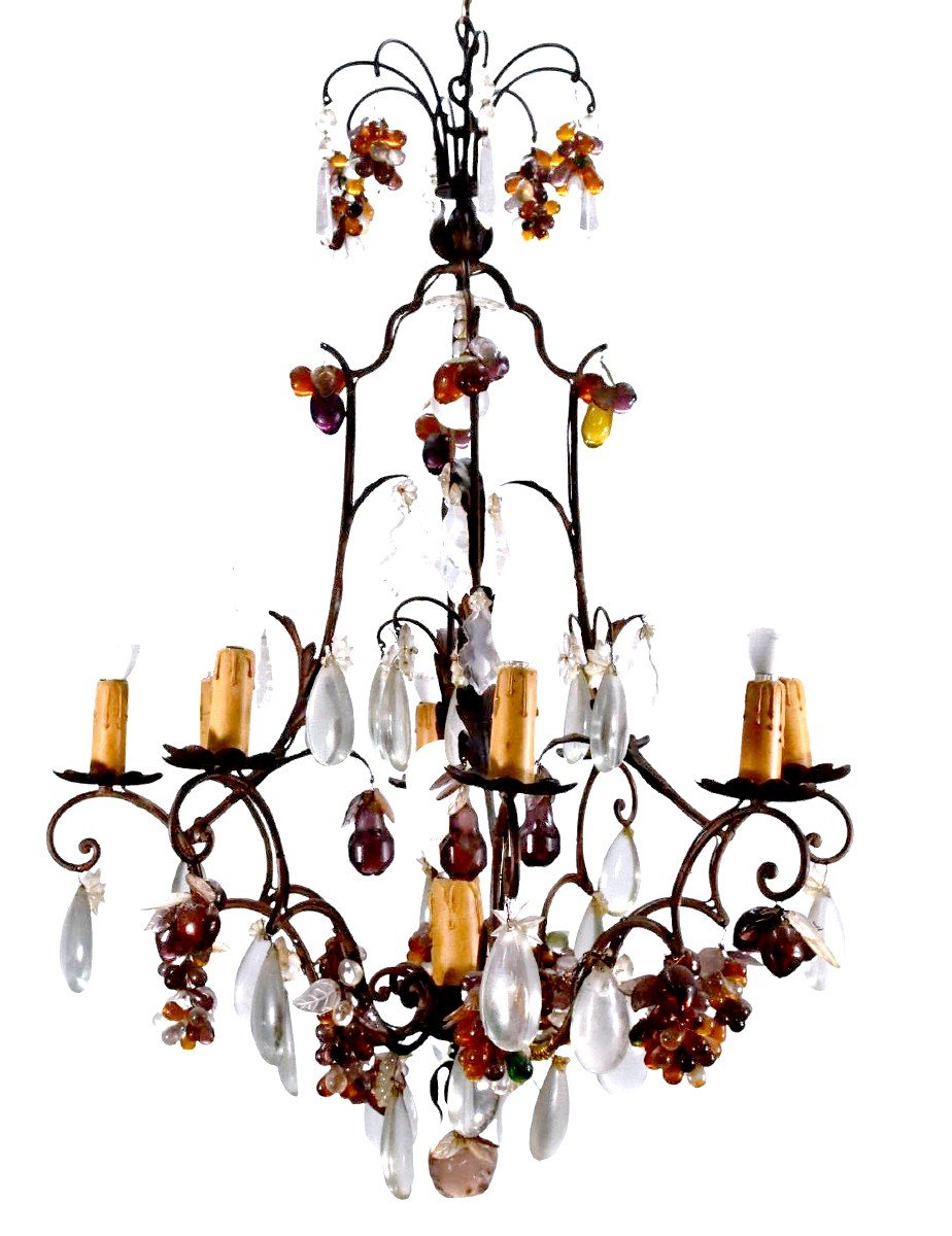 Chandelier Pampilles Early Twentieth Time 7 Lights