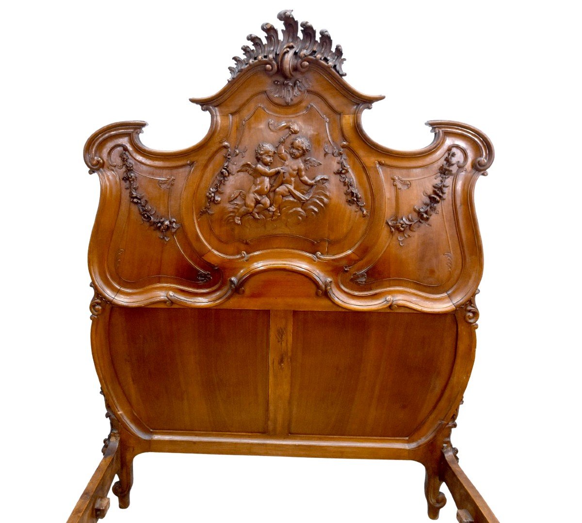  Baroque Louis XV Style Bed In Walnut Carved For Babies-photo-4