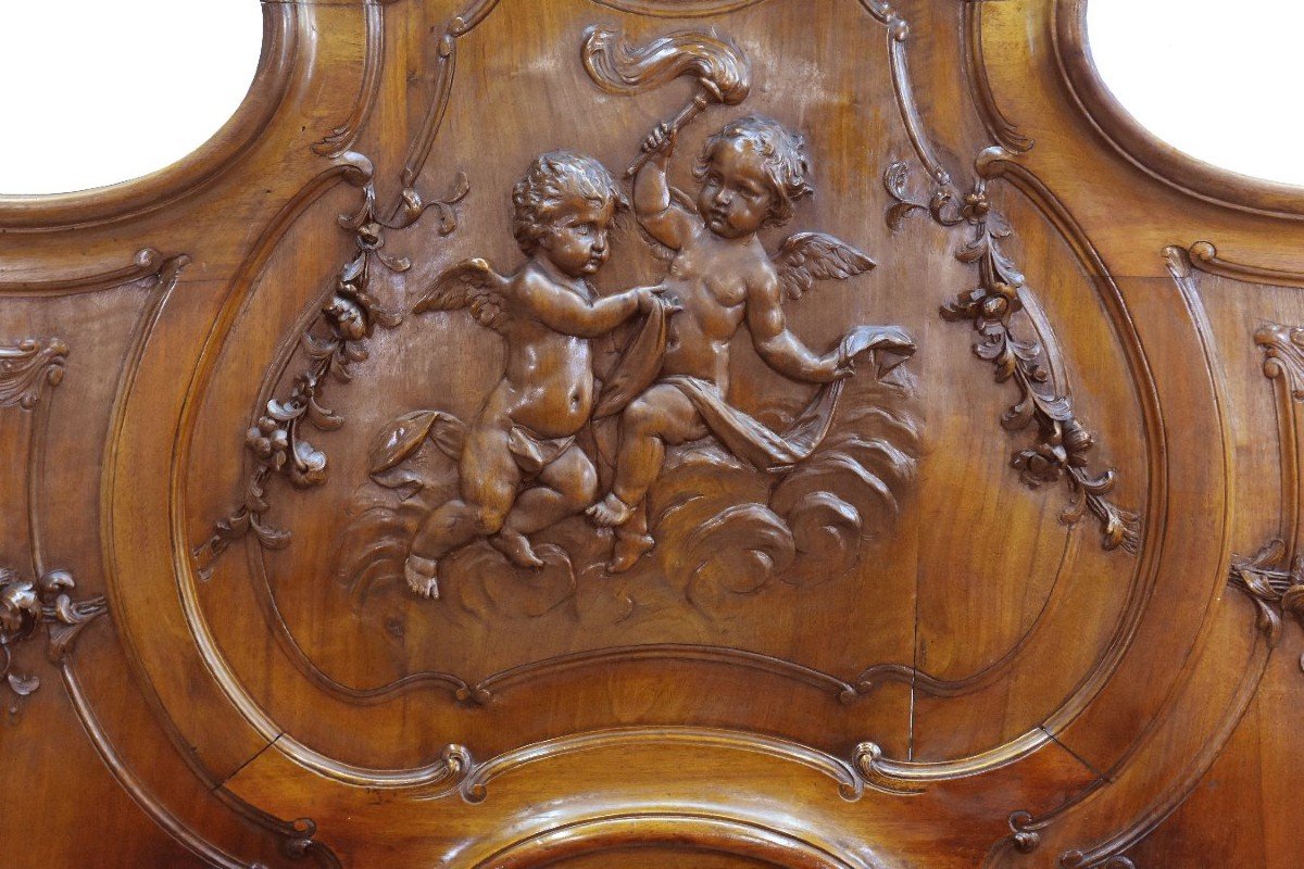 Baroque Louis XV Style Bed In Walnut Carved For Babies-photo-2