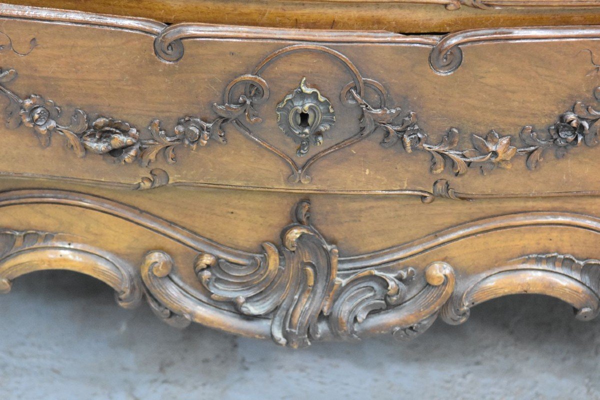 Baroque Dressing Table In Walnut Louis XV Style Late Nineteenth Putti Decor-photo-5