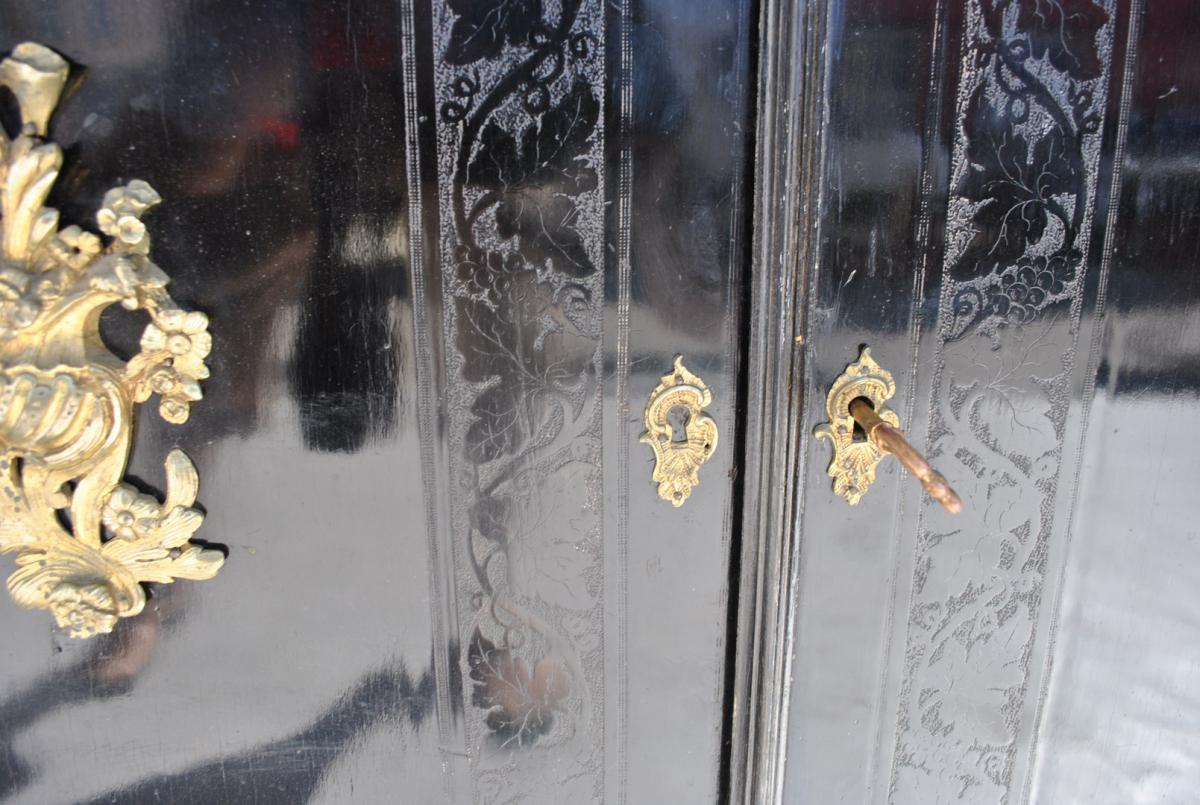 Door Hutch In Napoleon III Style Blackened Wood And Bronze-photo-4