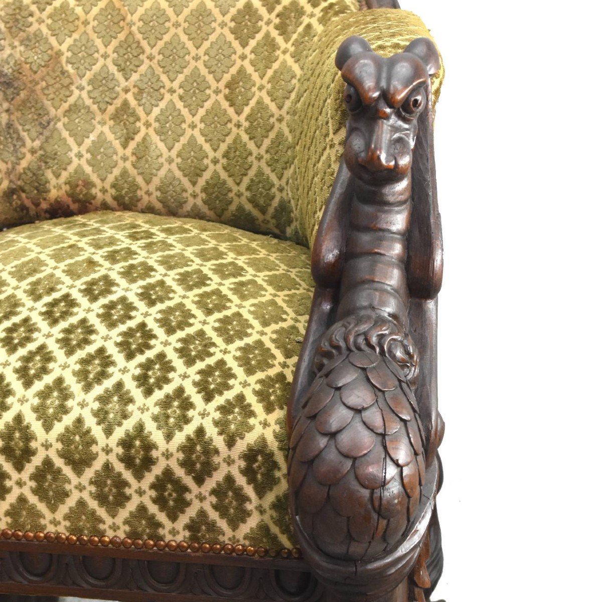 Delirious Throne Armchair In Gothic Style In Oak Late Nineteenth-photo-2