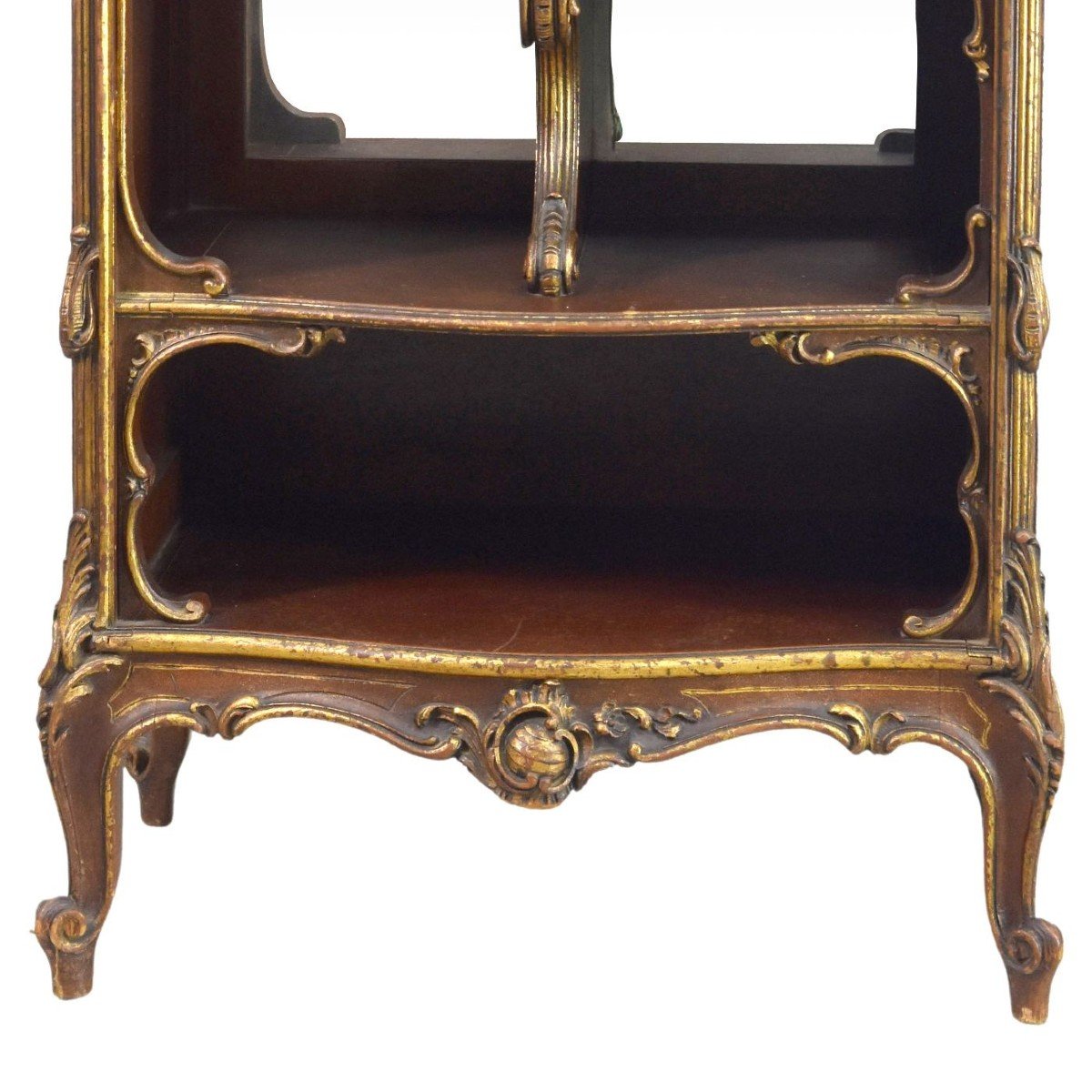 Cabinet De Style Louis XV Rocaille Bois Doré Marron Fin XIXème-photo-3