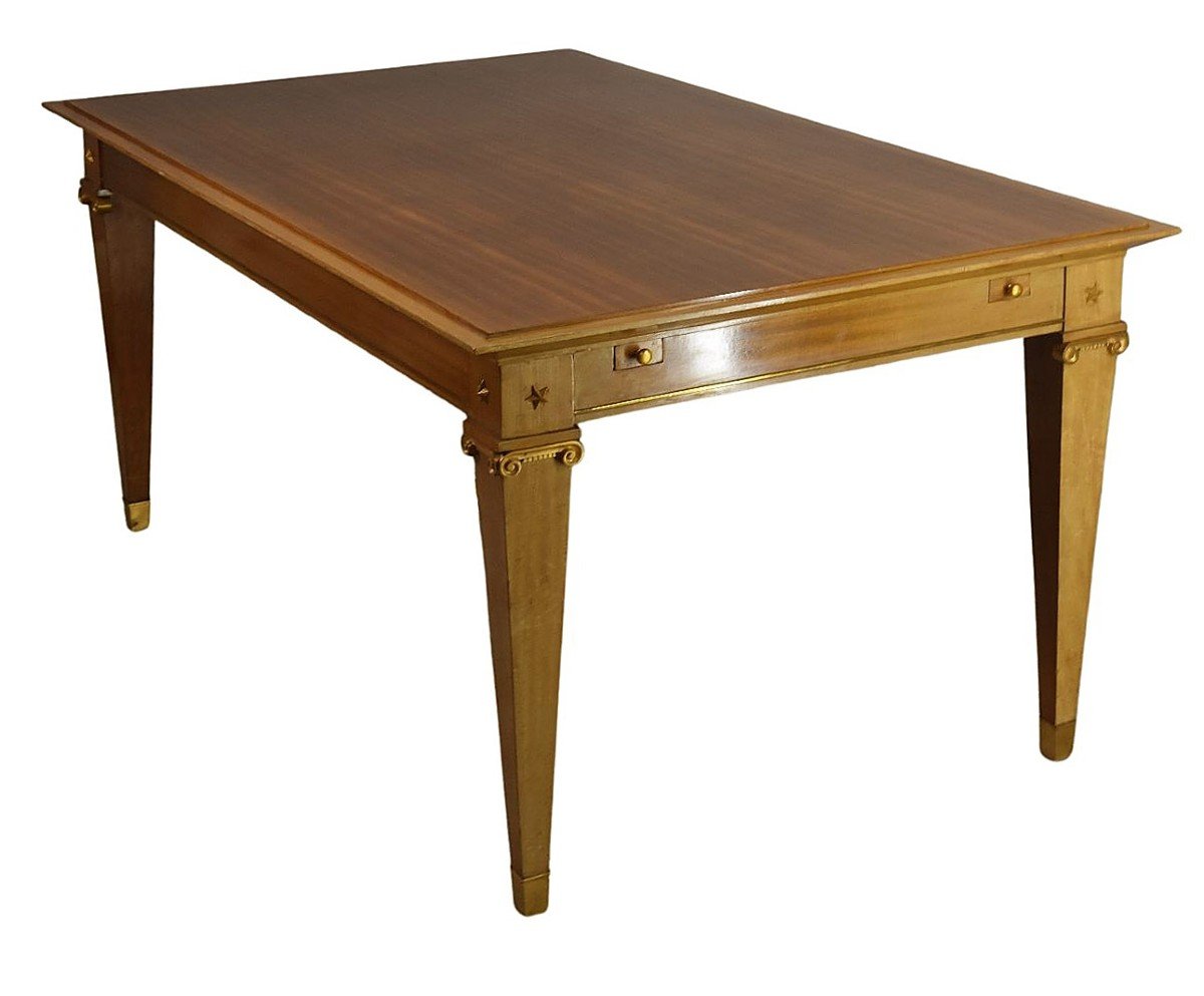 1940 Mahogany And Gilt Bronze Dining Table By Pierre Lardin-photo-4