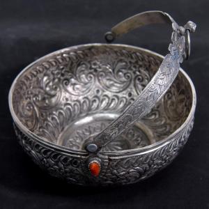 Oriental Cup In Silver And Coral Sterling Silver