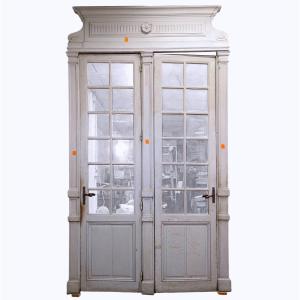 éléments De Boiserie En Bois Laqué XIXème (doubles Portes)