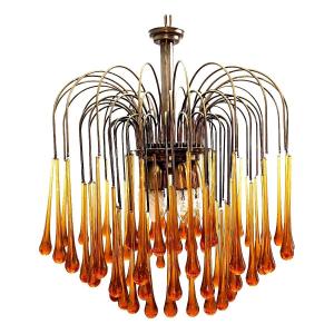 Orange Drop Murano Colored Glass Chandelier