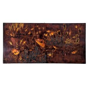 Large Indochinese Lacquer With Fish Early Twentieth