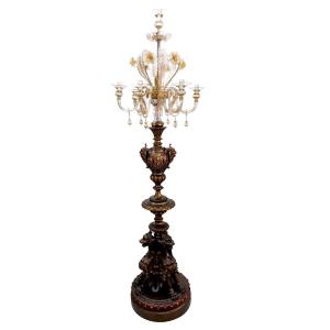 Venetian Torchere Decorated With Griffins Murano Glassware By Barovier And Toso