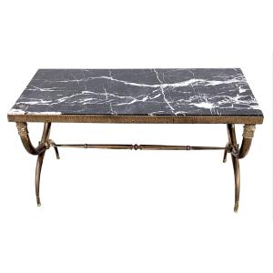 1940 Bronze Coffee Table Marble Top
