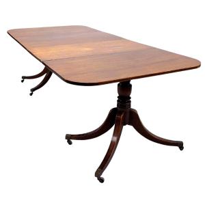 English Rectangle Table In Mahogany With Extensions That Can Make A Pair Of Consoles XIXth Century