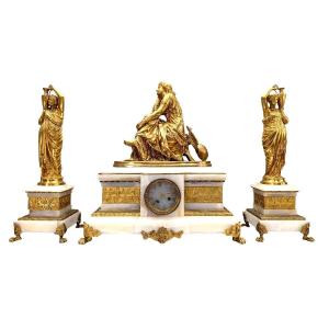 Sappho Garniture En Bronze Doré Et Onyx Par Alexandre Schoenewerk 