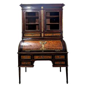 Louis XVI Period Cylinder Secretary In Bout Wood Marquetry Late 18th Century,