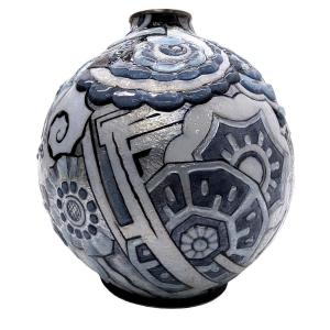 Rare Vase Boule De Camille  Faure Modèle Mogador 1926 Par l'émailleur Paul Vouzelaud 