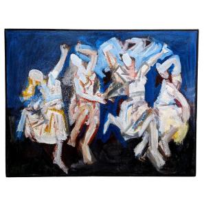 Huile Sur Toile    Les Danses Tchèques  XXème Rudolf Kundera école Tchèque Dimension 91x118 Cm