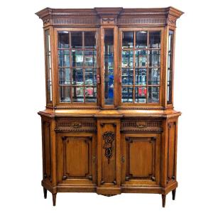 Louis XVI Style Oak Silver Cabinet, Richly Carved