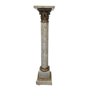 Neoclassical Column In Green Marble And Bronze, Circa 1900