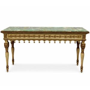 Console de style Louis XVI en bois laqué et doré