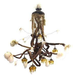Chandelier Sculpture Tribal Maker Michel Haillard Tubular Cotonou
