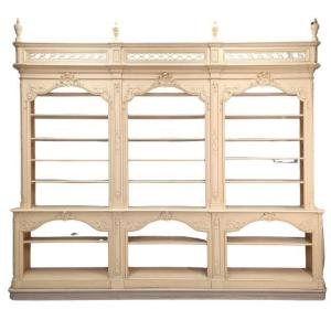 Large Bookcase With 19th Century Wood Paneling