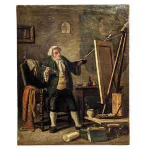 Huile sur toile XIXème atelier d'artiste