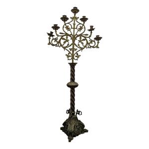 Candélabre d'église en bronze XIXème hauteur 110 cm