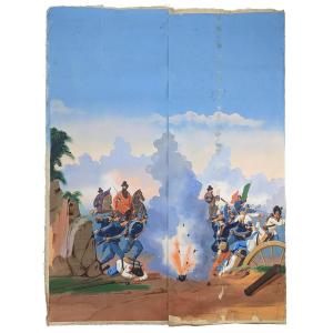 Wallpaper Marouflé On Canvas 19th Century Military Scenes