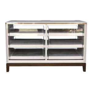 Banque de magasin de luxe bois laqué crème traversante
