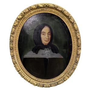 Portrait Huile sur toile XVIIIème cadre en bois doré