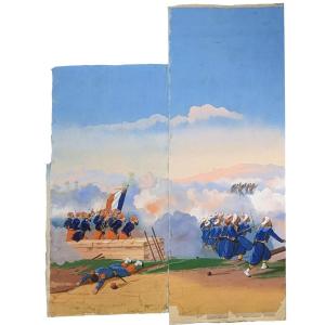 Wallpaper Marouflé On Canvas 19th Century Military Scenes