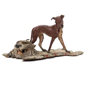 Bronze Of Vienna The Dog On The Tiger Skin
