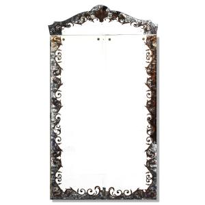 Eglomerated Glass Cabinet Doors With Pediment 1940s Style (pair)