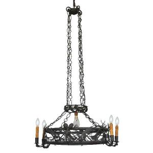 Wrought Iron Chandelier In The Taste Of Brandt Art Deco 1930s