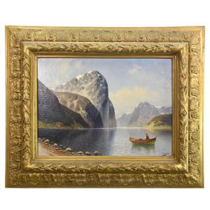 Peinture à l'huile Paysage Norvégien par Bertold