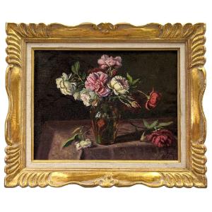 Painting Still Life With A Vase Of Peonies