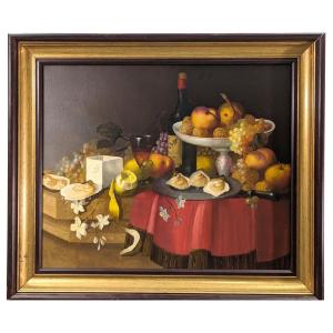 Still Life Banquet Table French School Philippe Lazare 20th Century