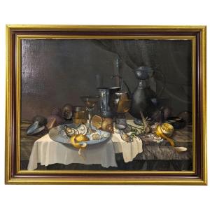 Still Life Seafood Banquet French School Philippe Lazare 20th Century