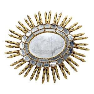 50's Gilded Wood Witch Mirror