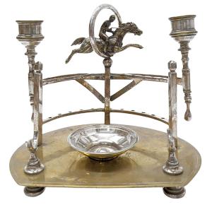 Bronze Inkwell With Equestrian Decoration