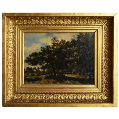 Oil On Panel Foret Of Fontainbleau Ernest Guillemer