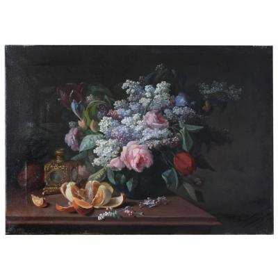Still Life With Lilac And Mandarin By Pierre Camille Gontier Nineteenth Time