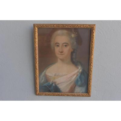 Portrait De Femme Pastel Sous Verre époque XVIIIème