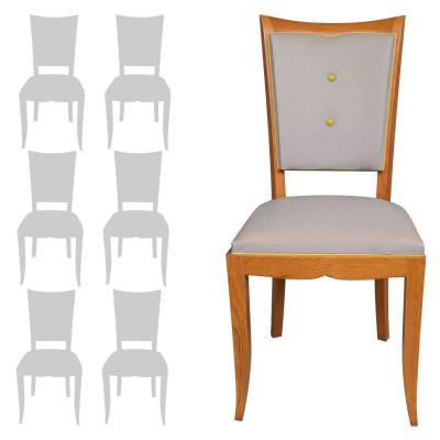 Series Of 6 1940 Chairs In Cherry Skai Lavender