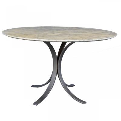 1970 Vintage Table Brushed Metal And Marble O. Borsani