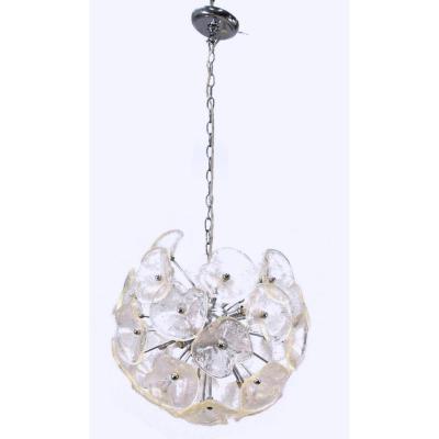 Vintage Italian Design Chandelier In Colorful Glass Mud Flowers