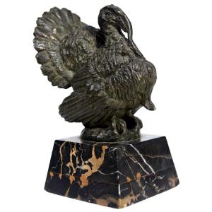 Art Deco Bronze Turkey By H Petrilly