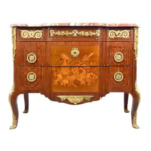 19th Century Rosewood Inlaid Transition Style Commode